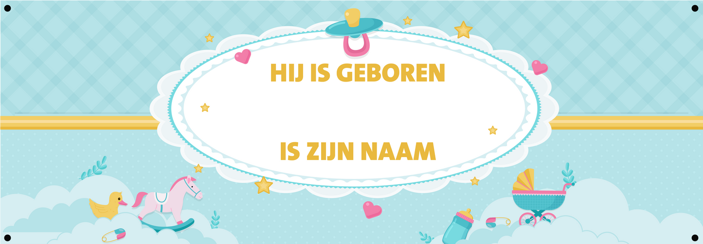 Geboorte spandoek voor een jongen, zelf de naam inullen