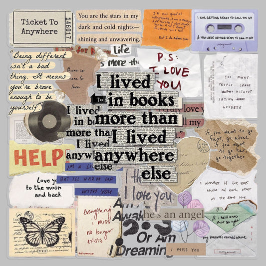 Retro Slogan Stickers – 50 Stuks PET