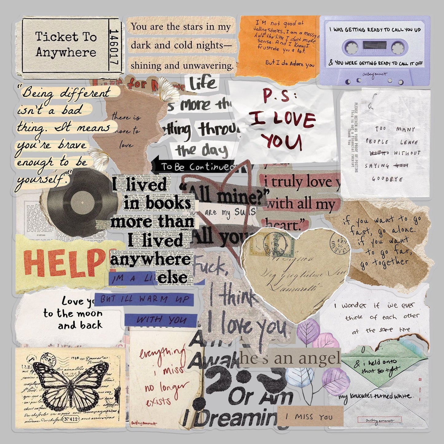 Retro Slogan Stickers – 50 Stuks PET