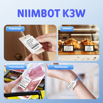 Niimbot K3W - Draadloze Labelprinter - Wifi & Bluetooth - 180 mm/s - 203DPI - Thermisch Printer - Breedte 20-80mm - Geschikt voor Windows, iOS & Android