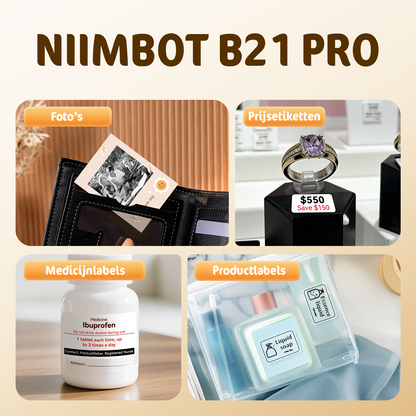 Niimbot B21 Pro Thermische etikettenprinter in trendy vintage stijl