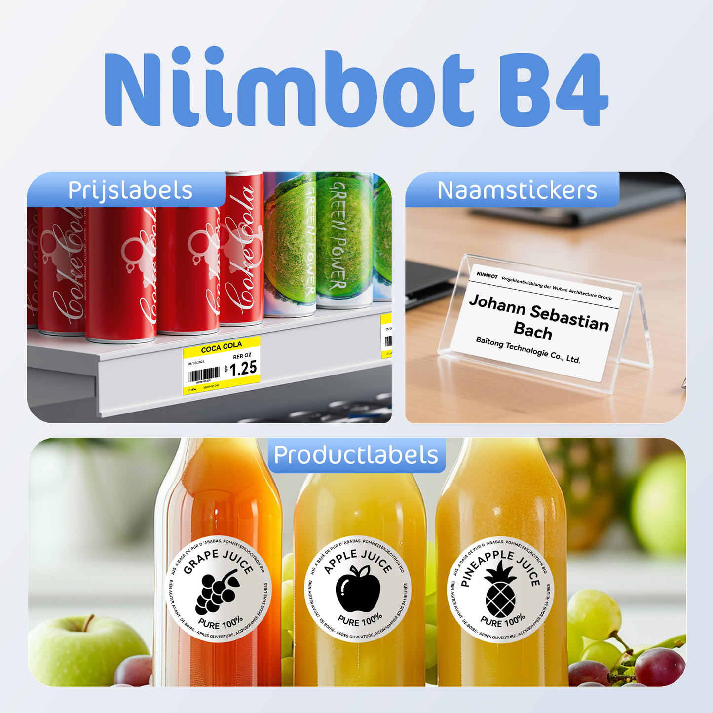 Niimbot B4 - Draadloze Labelpinter Geschikt voor Verzendlabels PostNL en DHL - Labelmaker - Space Blue
