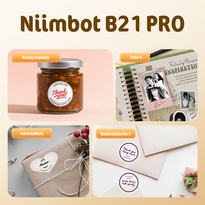 Niimbot B21 Pro Thermische etikettenprinter in trendy vintage stijl