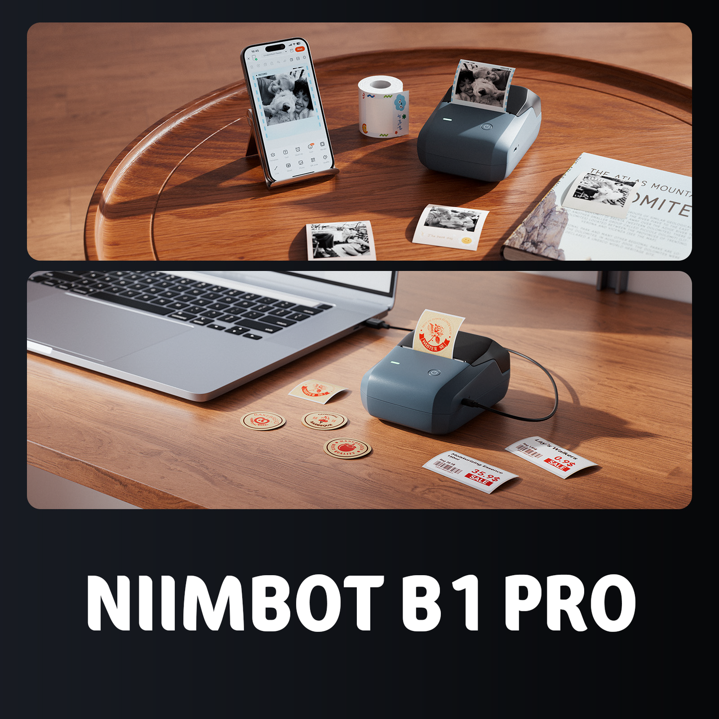 Niimbot B1 Pro - Labelprinter - Bluetooth - Printbreedte 20-50mm - Direct Thermisch - 300dpi - 1500mAh - Groen