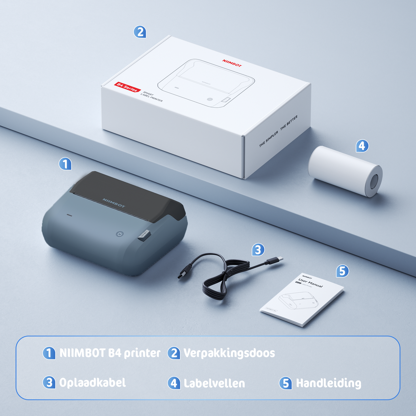 Niimbot B4 - Draadloze Labelpinter Geschikt voor Verzendlabels PostNL en DHL - Labelmaker - Space Blue