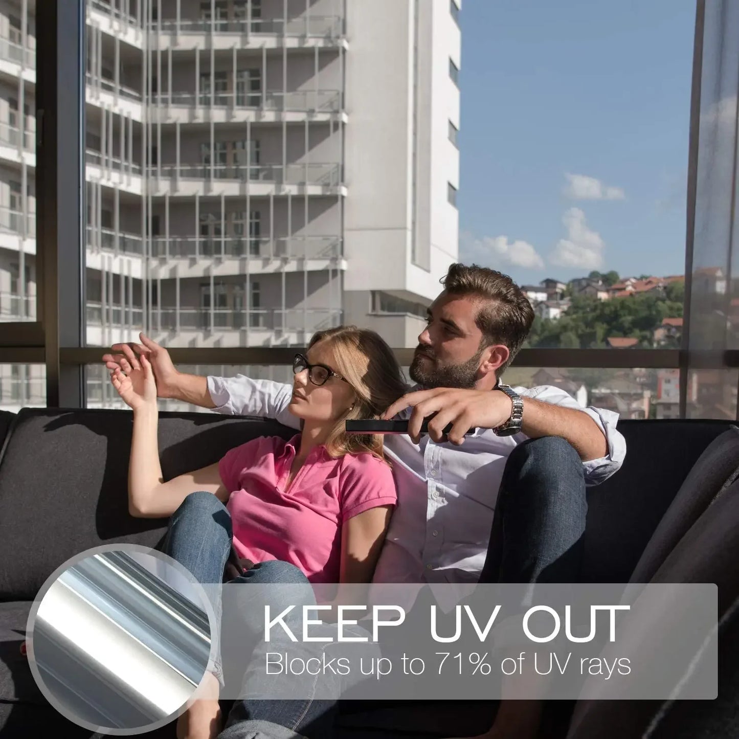 Ultra-Glare Raamfolie – Privacy & 99% UV-bescherming